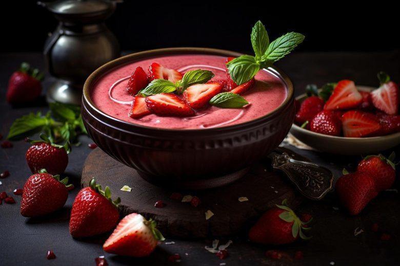 Mousse de iogurte com morango