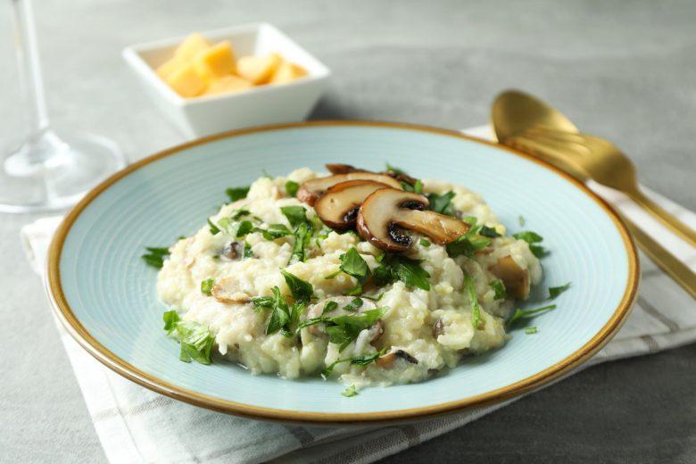Risoto de queijo e cogumelo