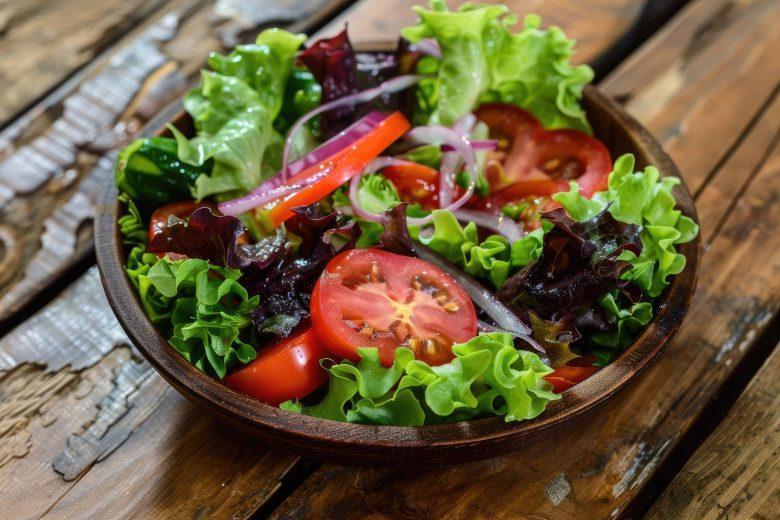 Salada de folhas, radicchio e tomate 