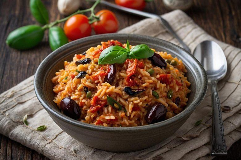 Risoto de tomate e azeitona