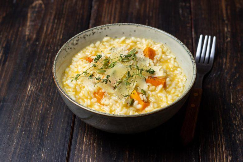 Risoto com abóbora e queijo