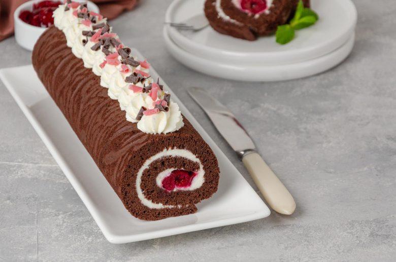 Rocambole de chocolate com conhaque