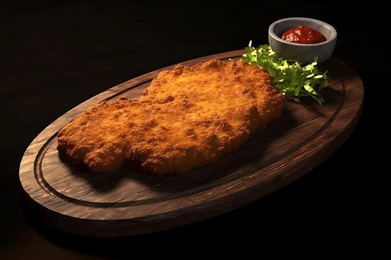 Bife empanado de frango recheado