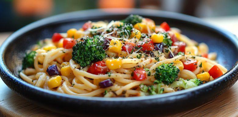 Macarrão saboroso com legumes