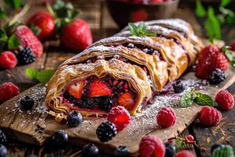 Mil folhas de baunilha com frutas vermelhas