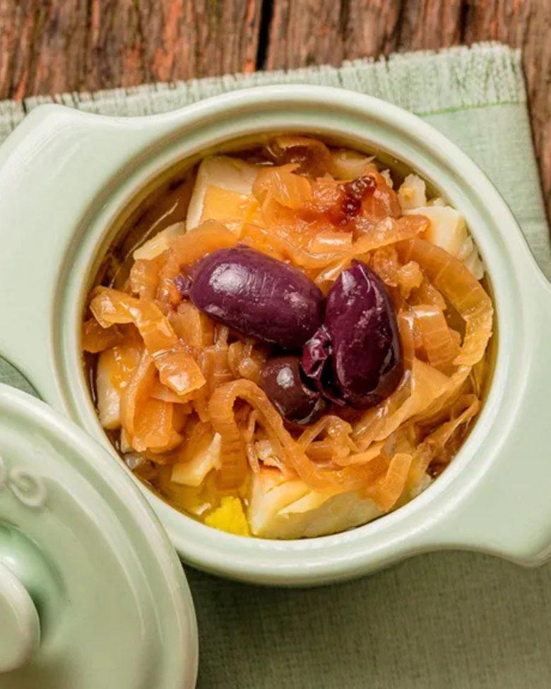 Bacalhau com purê de mandioquinha
