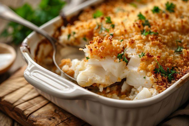 Bacalhau ao forno com cobertura crocante