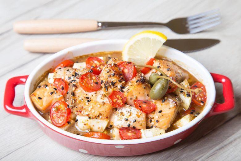 Salmão com tomate agridoce