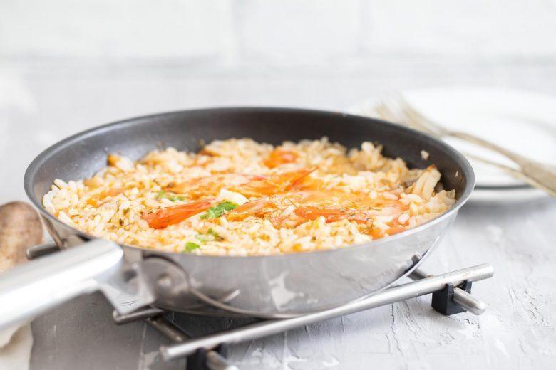 Risoto cremoso de camarão