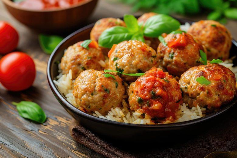 Almôndegas de frango de micro-ondas