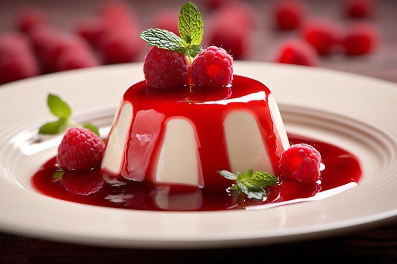 Panna cotta com calda de framboesa