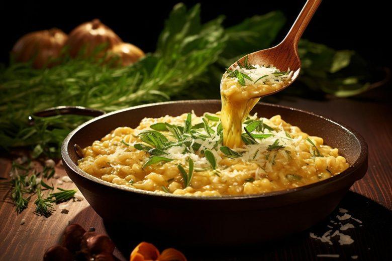 Risoto no queijo brie ao molho de cebola e vinho