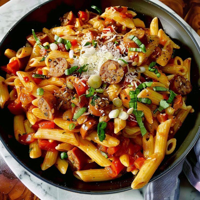 Macarrão com salsicha na pressão