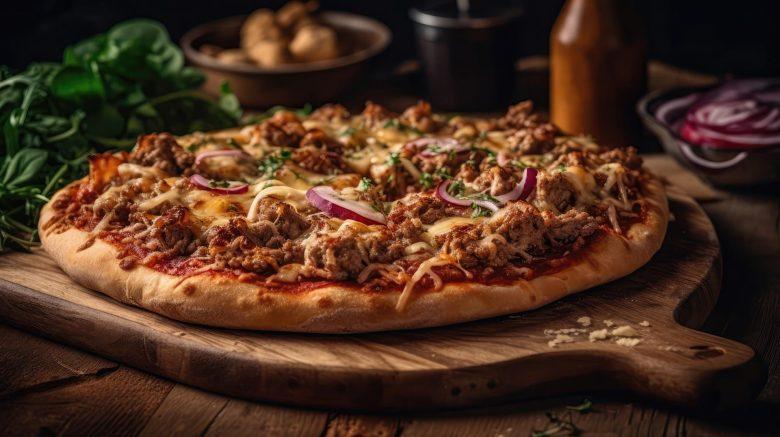Pizza com carne moída