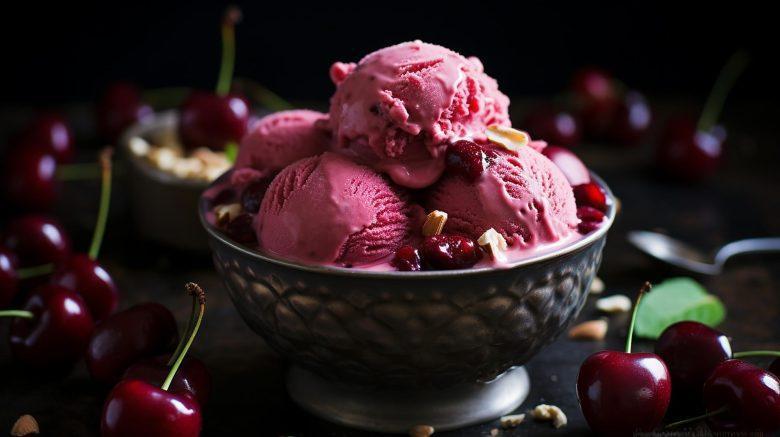 Sorvete de leite condensado sabor cereja