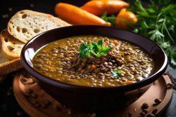 Sopa de lentilha de micro