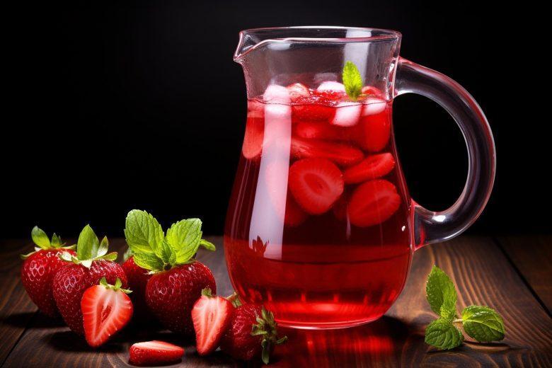 Suco de pera com morango