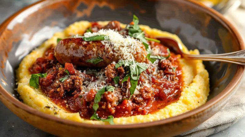 Polenta com ragu de linguiça