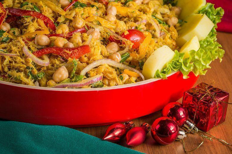 Salada de bacalhau e grão de bico