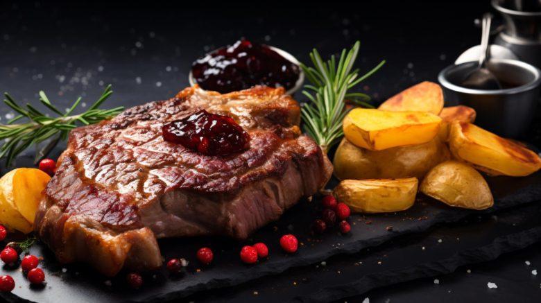 Bife ao molho de geleia apimentada