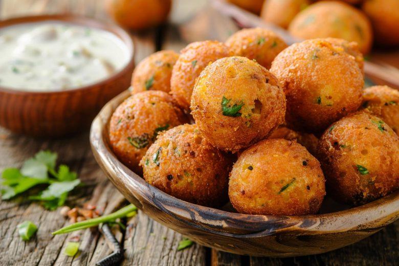 Bolinha de bacalhau e batata