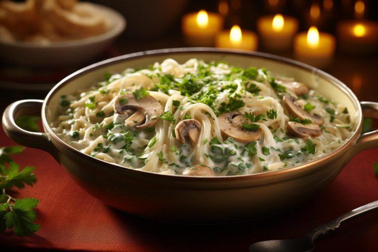 Macarrão com molho de cogumelos