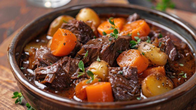 Carne na panela de pressão com legumes