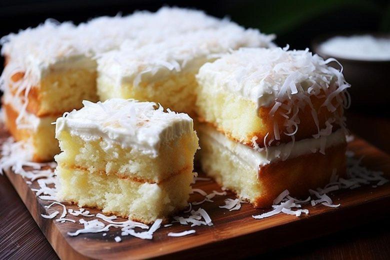 Bolo de coco gelado embrulhado
