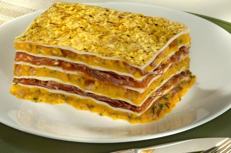 Lasanha de abóbora com carne seca