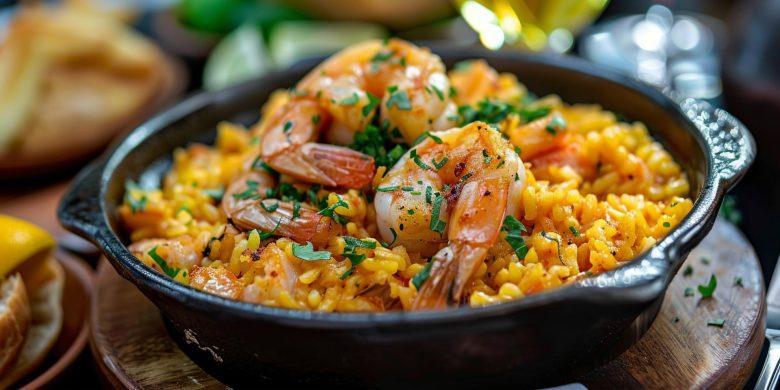 Camarão com arroz à provençal