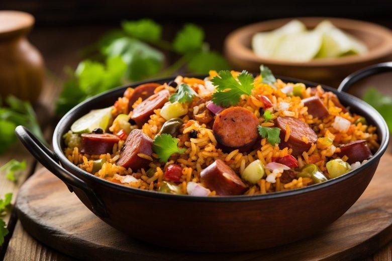 Arroz com linguiça caipira