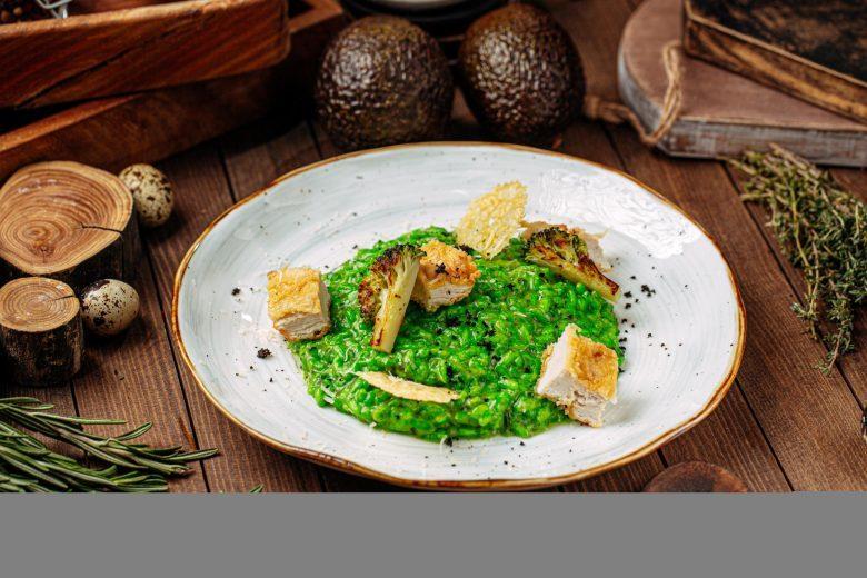 Risoto de espinafre e tofu