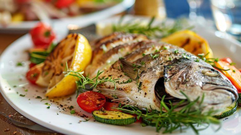 Peixe assado com farofa