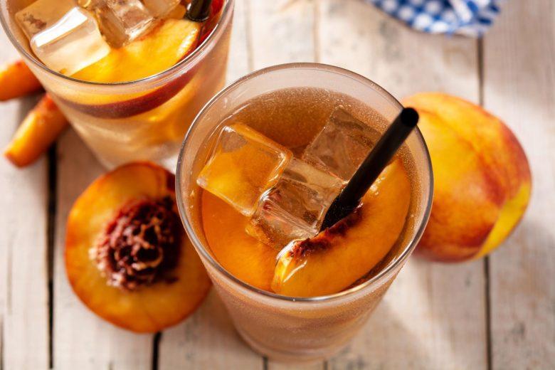 Gelado de pêssego com chia