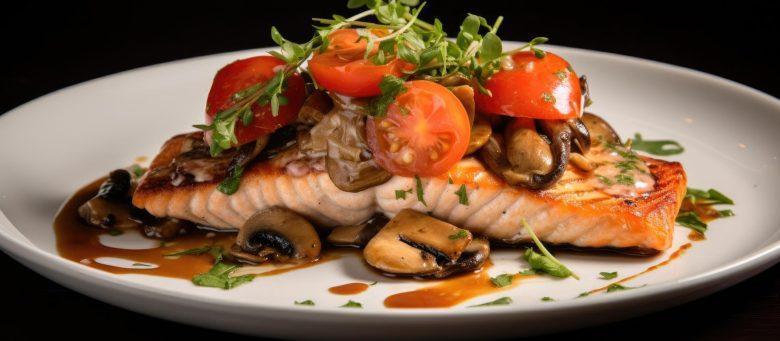 Salmão com cogumelos