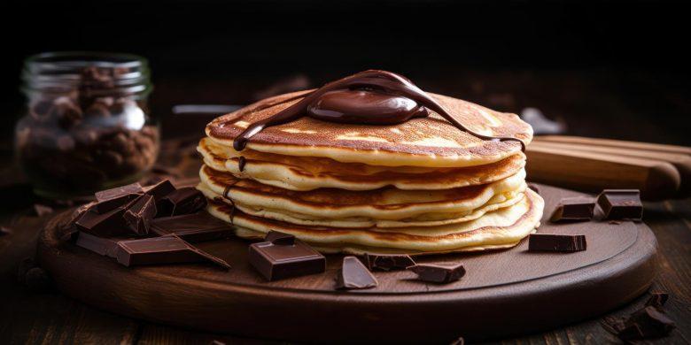 Crepe com calda de chocolate