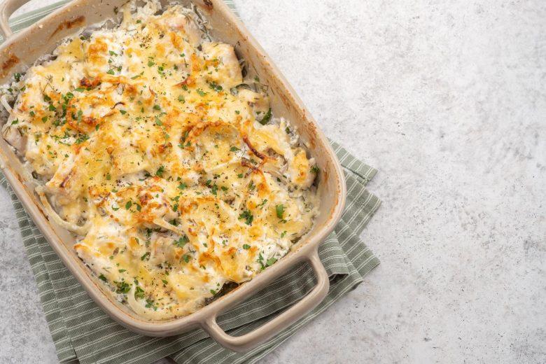 Peixe gratinado com batatas