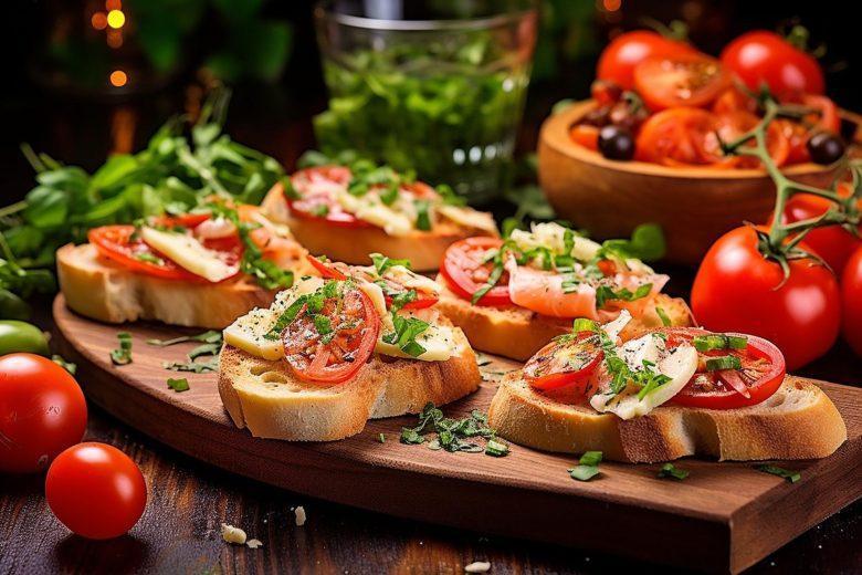Bruschetta de tomate e palmito