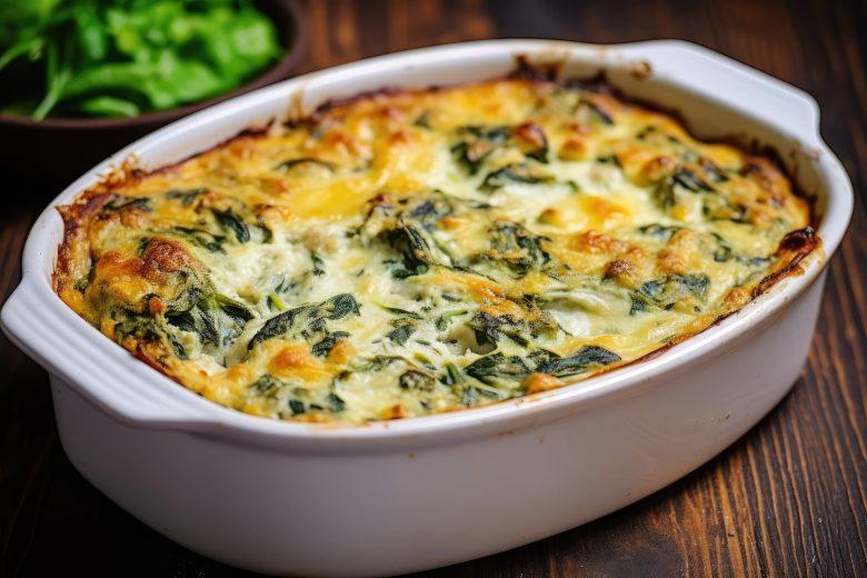 Bacalhau ao forno com espinafre e queijo