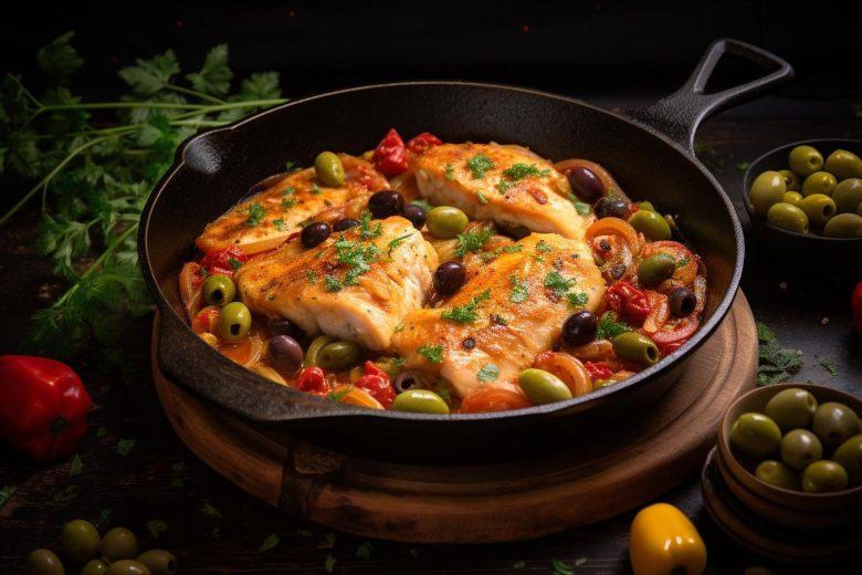 Peixe com molho de azeitonas