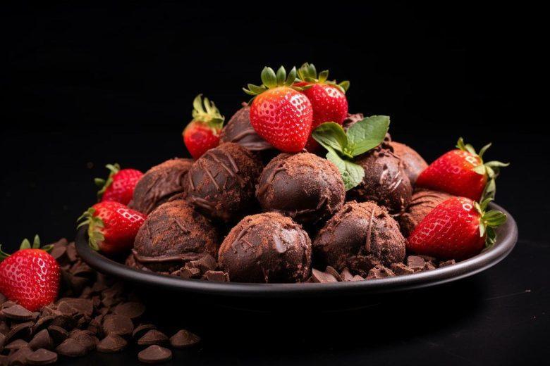 Trufa de morango com chocolate