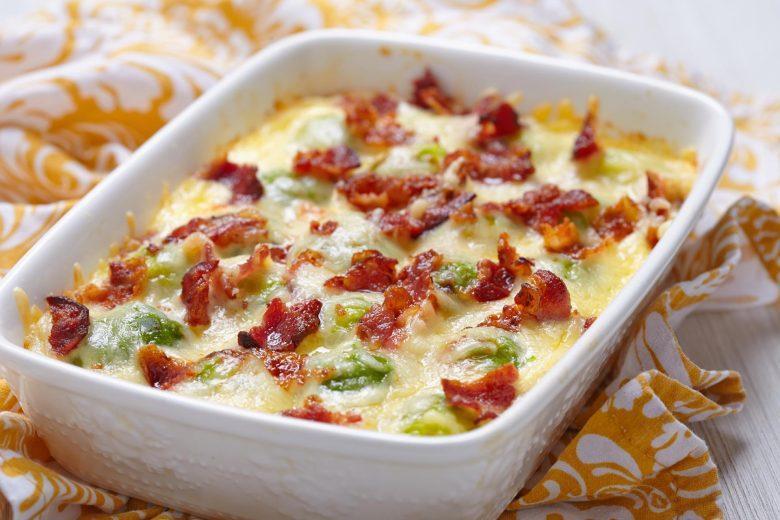 Brócolis gratinado com bacon
