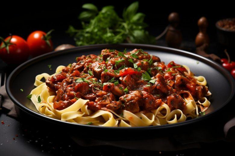 Talharim com ragu e carne seca