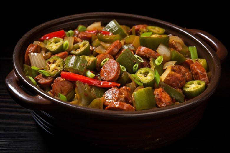 Quiabo com linguiça