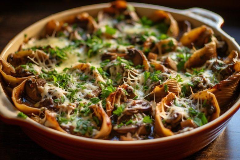 Conchiglione recheado com pasta de berinjela
