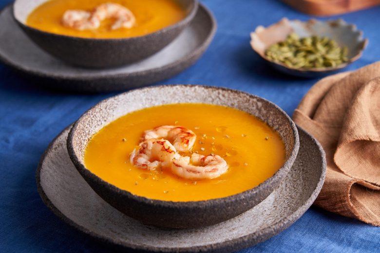 Caldo cremoso de camarão