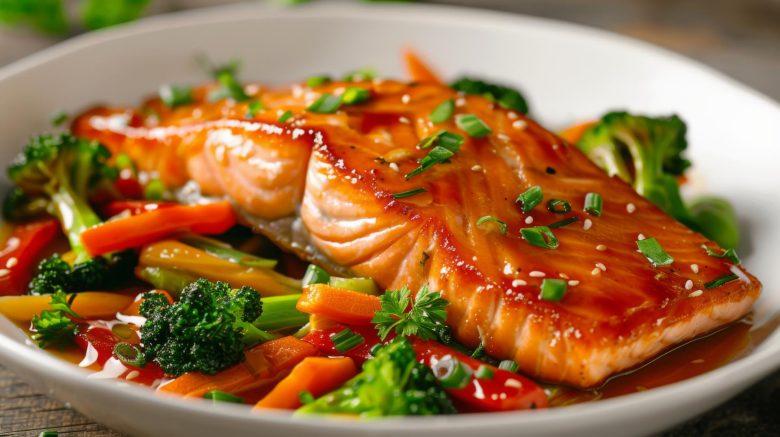 Salmão ao forno com legumes