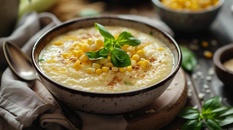 Sopa creme de milho e palmito