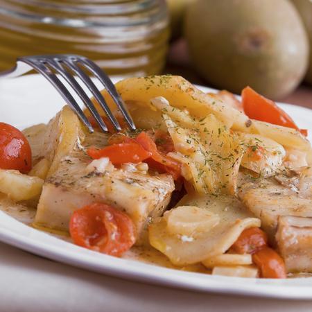 Bacalhau com queijo e batata