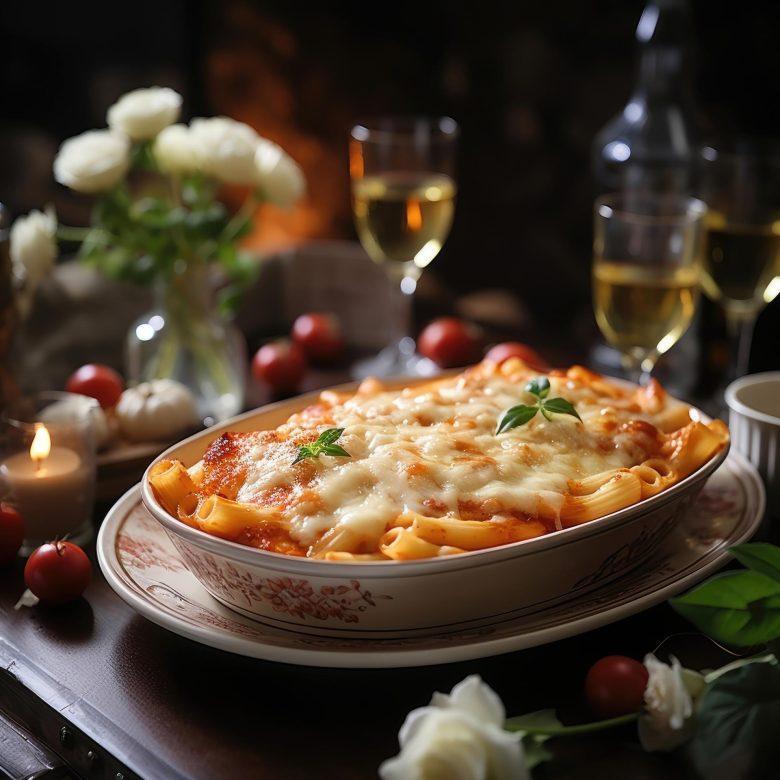 Macarrão aos dois molhos gratinado